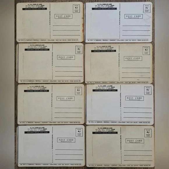 Lot of 8 RARE 1959 Humorous Comic Quiz Postcards • Cheer-Up Card Company - Picture 2 of 3